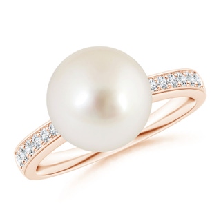 10mm AAAA South Sea Pearl Reverse Tapered Shank Ring in Rose Gold