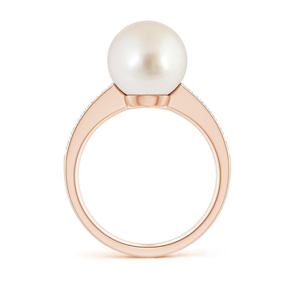10mm AAAA South Sea Pearl Reverse Tapered Shank Ring in Rose Gold Side 1