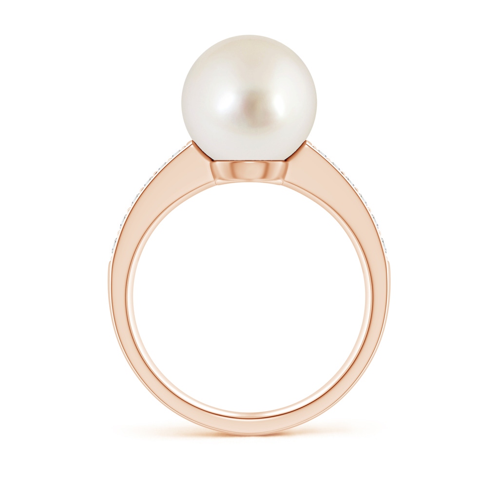 10mm AAAA South Sea Pearl Reverse Tapered Shank Ring in Rose Gold - side 199