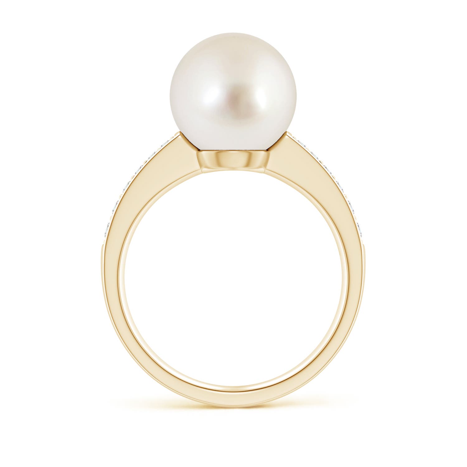 10mm AAAA South Sea Pearl Reverse Tapered Shank Ring in Yellow Gold