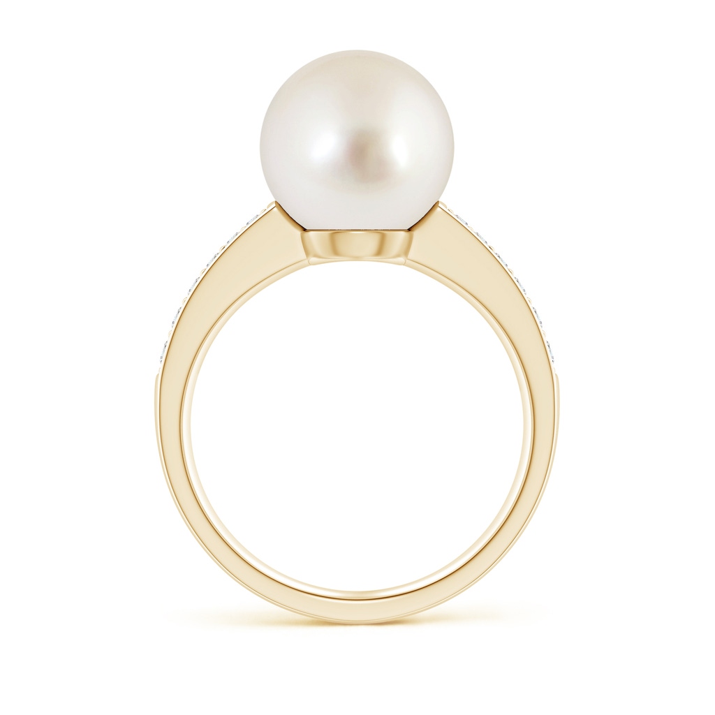 10mm AAAA South Sea Pearl Reverse Tapered Shank Ring in Yellow Gold - side 199