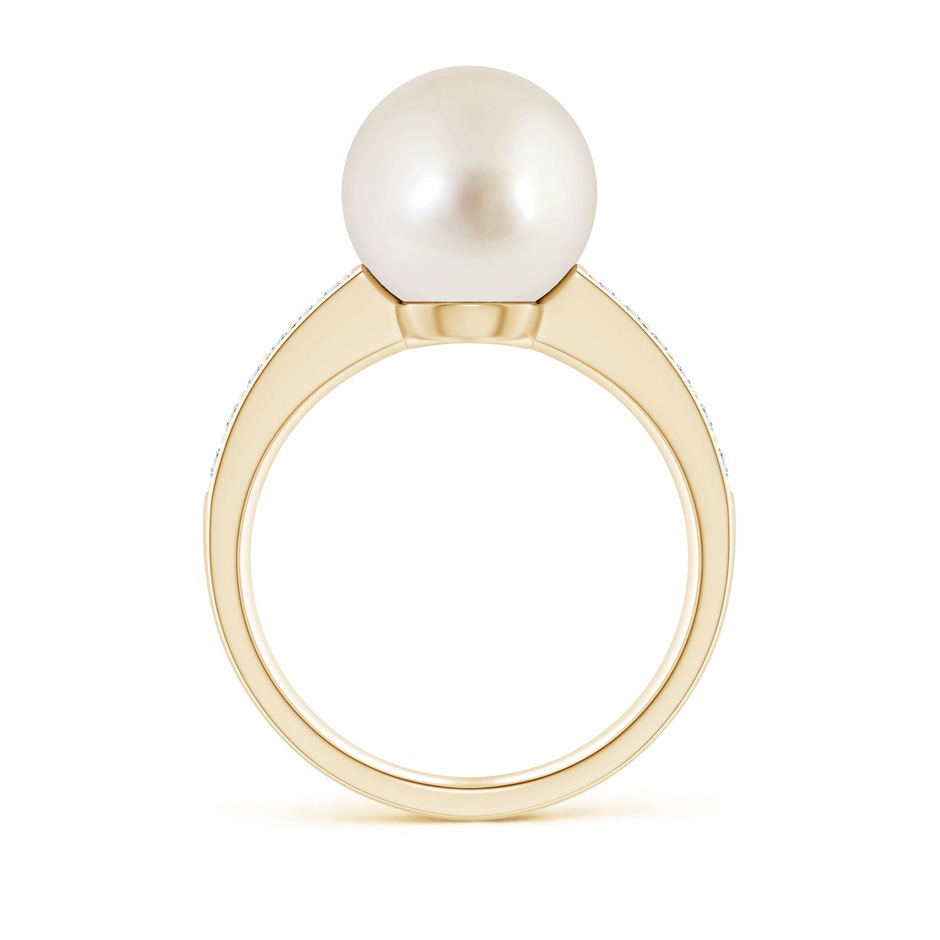 10mm AAAA South Sea Pearl Reverse Tapered Shank Ring in Yellow Gold side 199