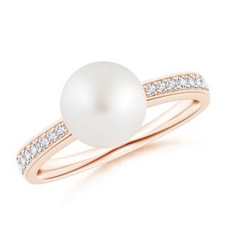 8mm AA South Sea Pearl Reverse Tapered Shank Ring in Rose Gold