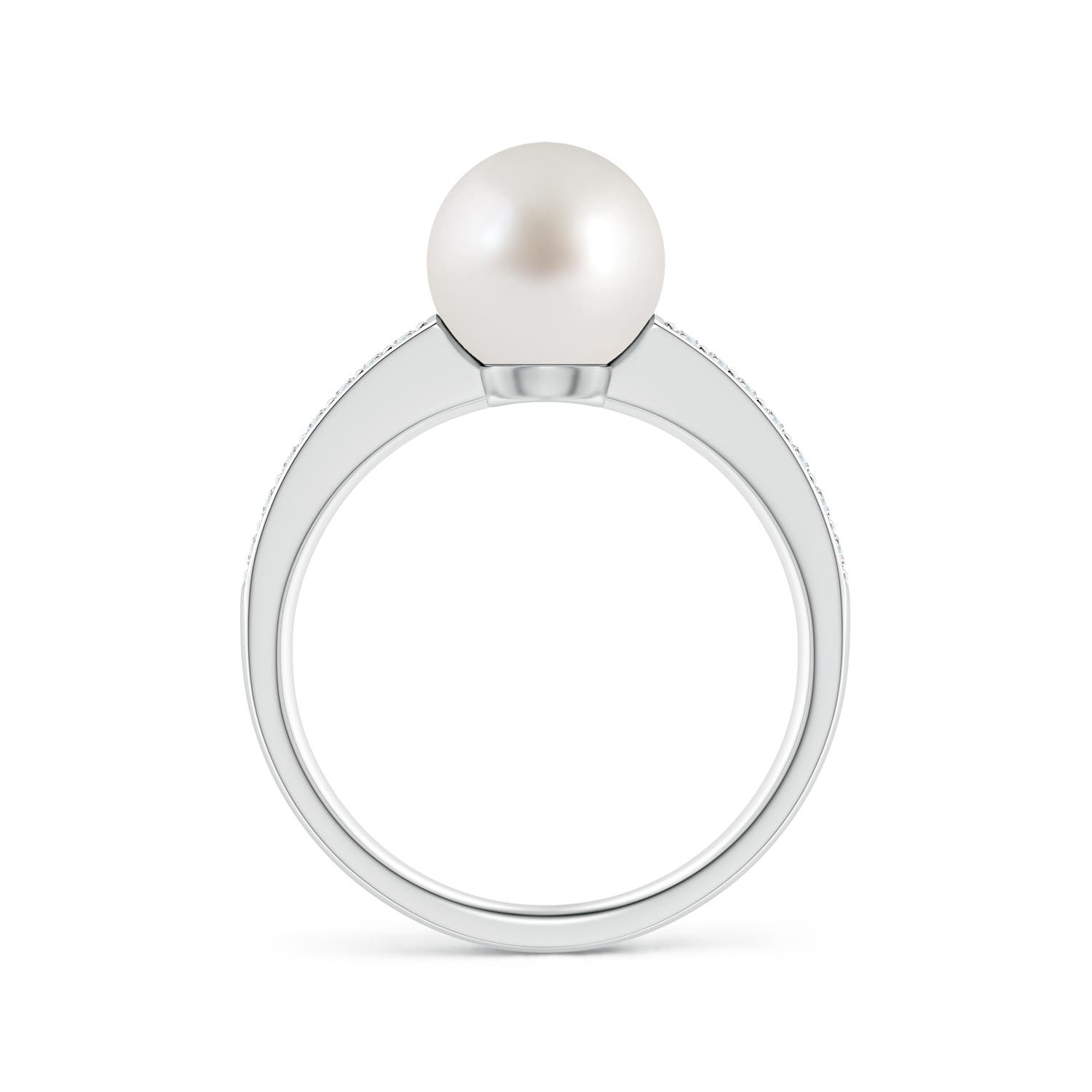 8mm AAA South Sea Pearl Reverse Tapered Shank Ring in White Gold