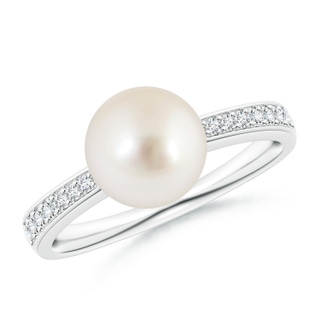 8mm AAAA South Sea Pearl Reverse Tapered Shank Ring in P950 Platinum