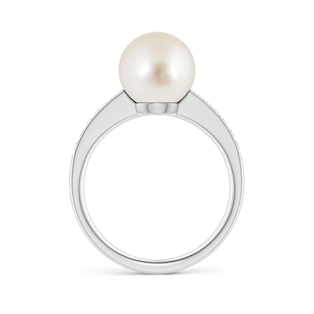 9mm AAAA South Sea Pearl Reverse Tapered Shank Ring in White Gold - side 199