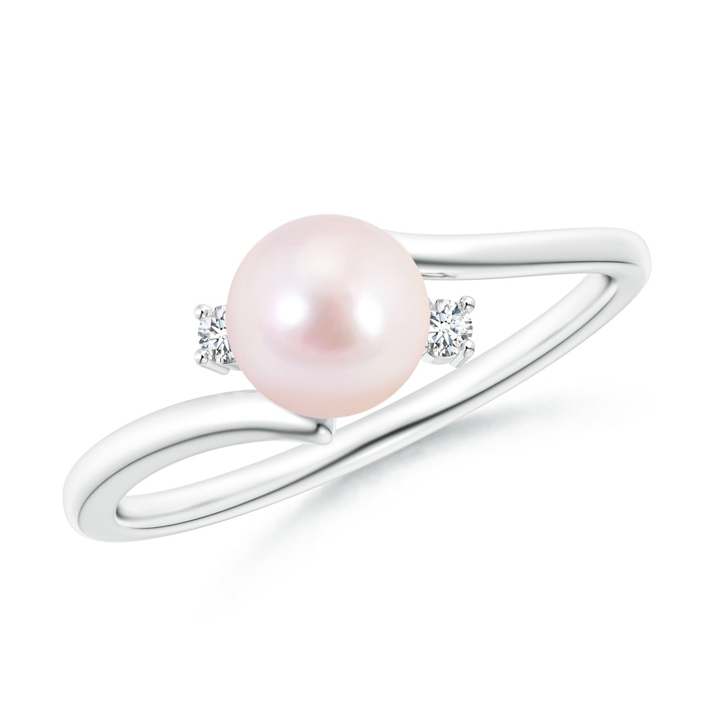 6mm AAAA Japanese Akoya Pearl Bypass Engagement Ring in P950 Platinum