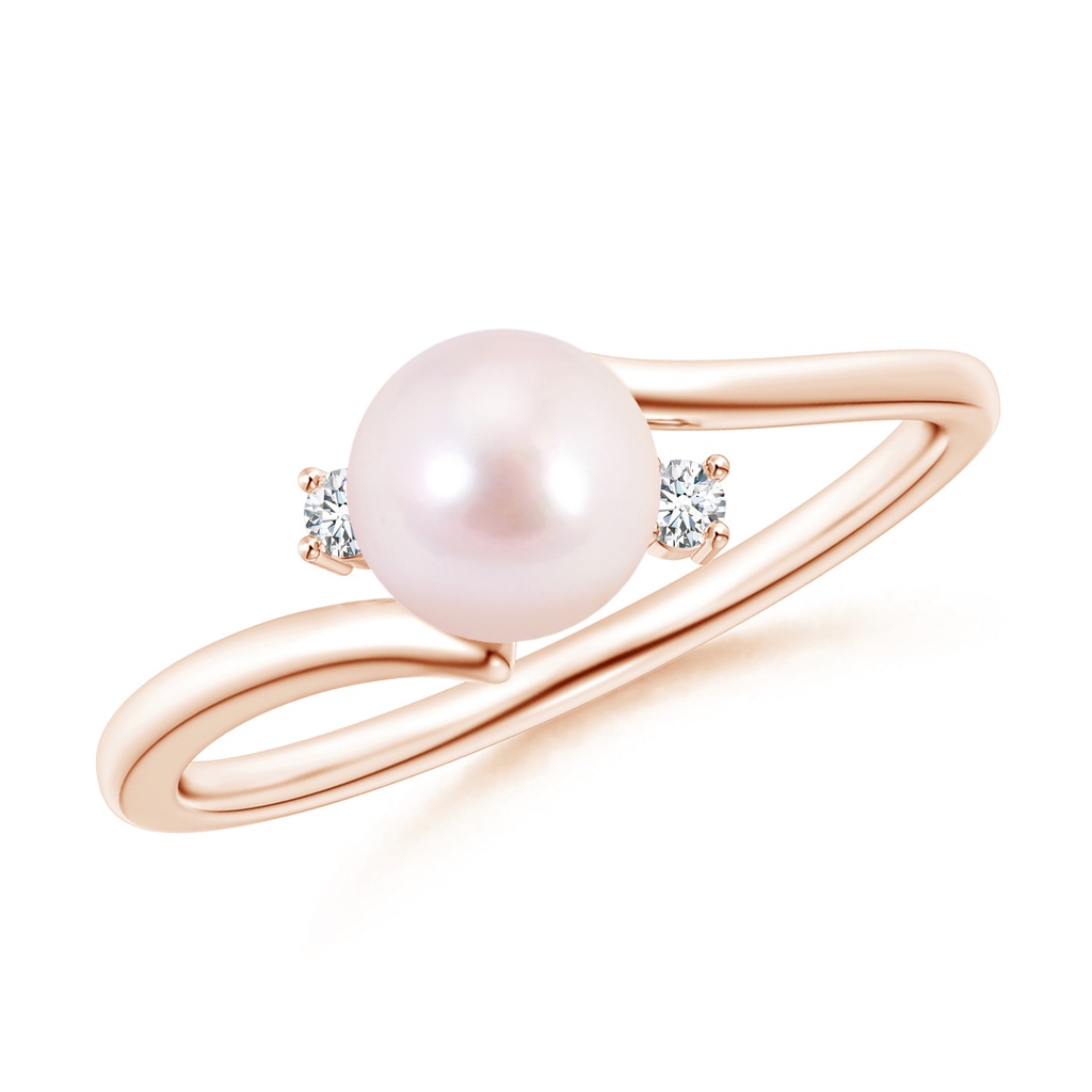 6mm AAAA Japanese Akoya Pearl Bypass Engagement Ring in Rose Gold