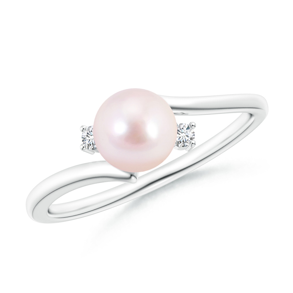 6mm AAAA Japanese Akoya Pearl Bypass Engagement Ring in White Gold