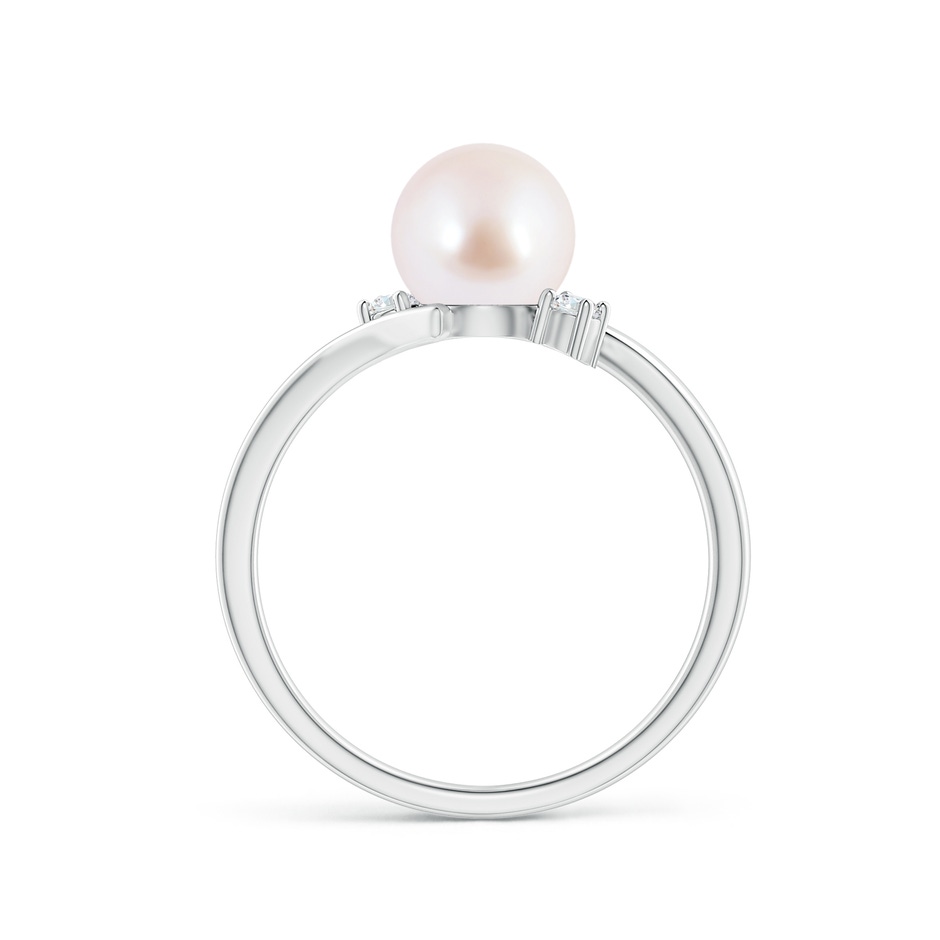 7mm AAA Japanese Akoya Pearl Bypass Engagement Ring in White Gold side 1