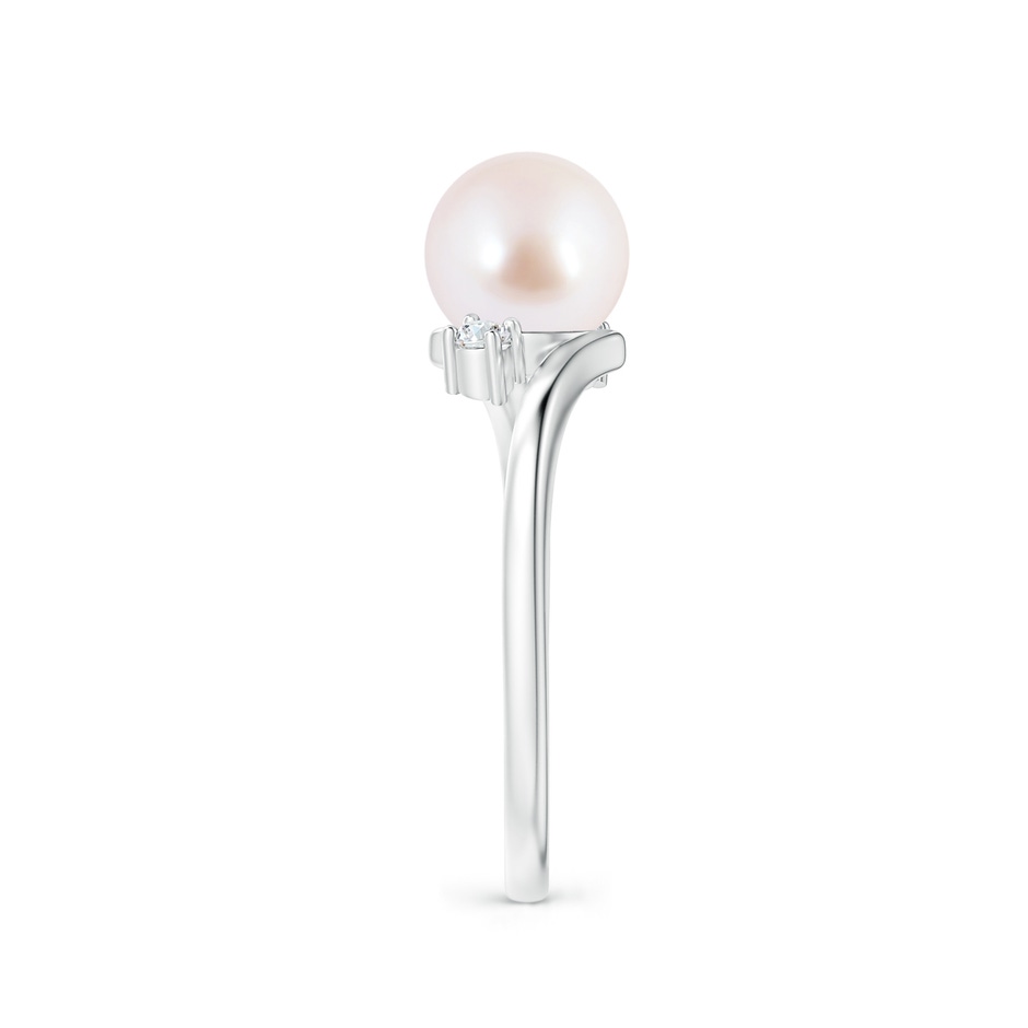 7mm AAA Japanese Akoya Pearl Bypass Engagement Ring in White Gold side 2