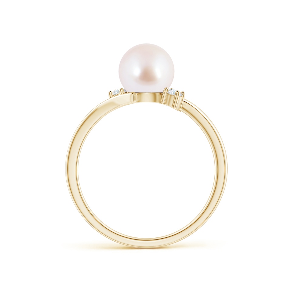 7mm AAA Japanese Akoya Pearl Bypass Engagement Ring in Yellow Gold side 1