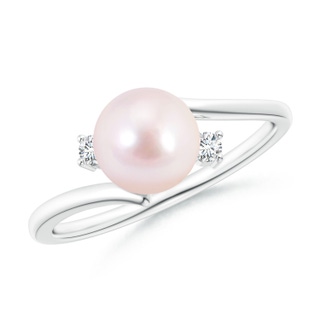 7mm AAAA Japanese Akoya Pearl Bypass Engagement Ring in P950 Platinum