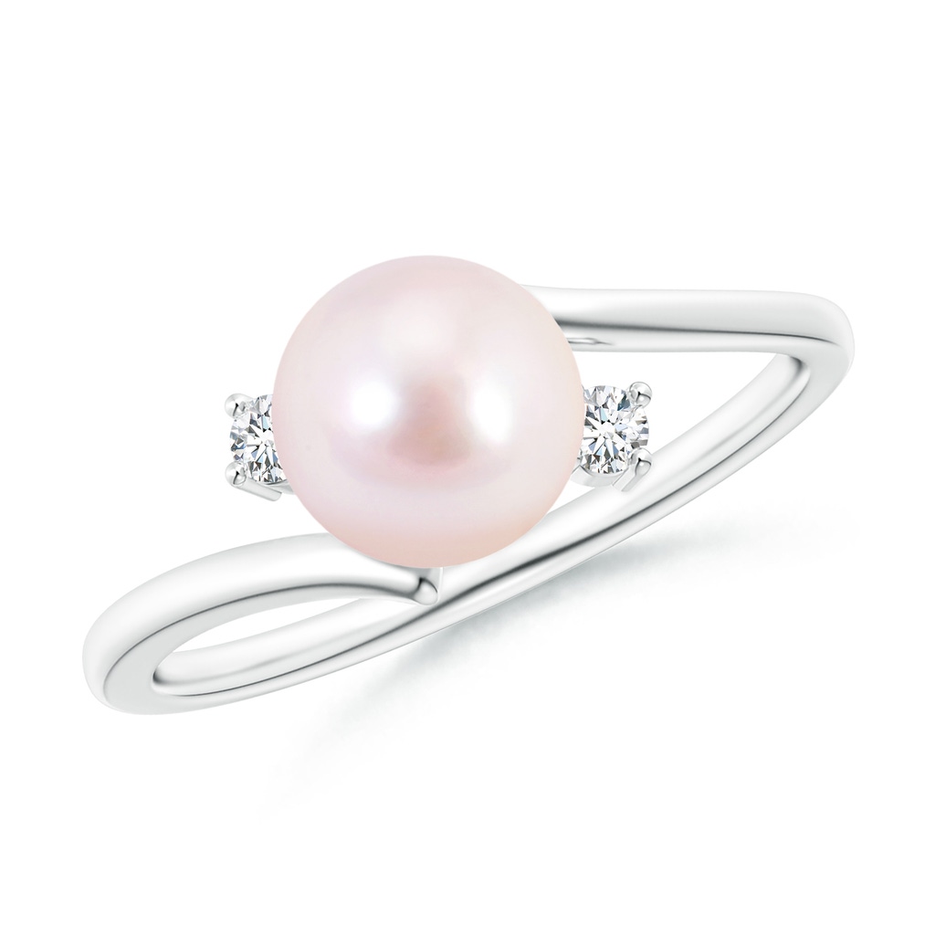 7mm AAAA Japanese Akoya Pearl Bypass Engagement Ring in White Gold