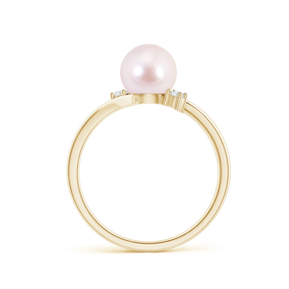 7mm AAAA Japanese Akoya Pearl Bypass Engagement Ring in Yellow Gold side 1