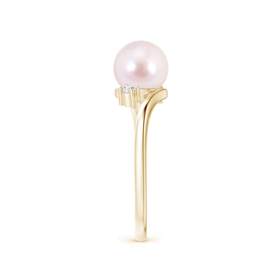 7mm AAAA Japanese Akoya Pearl Bypass Engagement Ring in Yellow Gold side 2