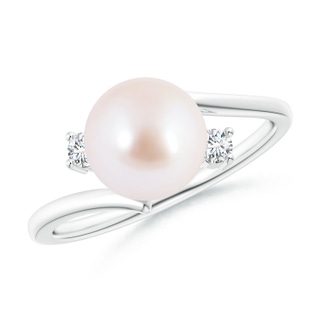 8mm AAA Japanese Akoya Pearl Bypass Engagement Ring in White Gold