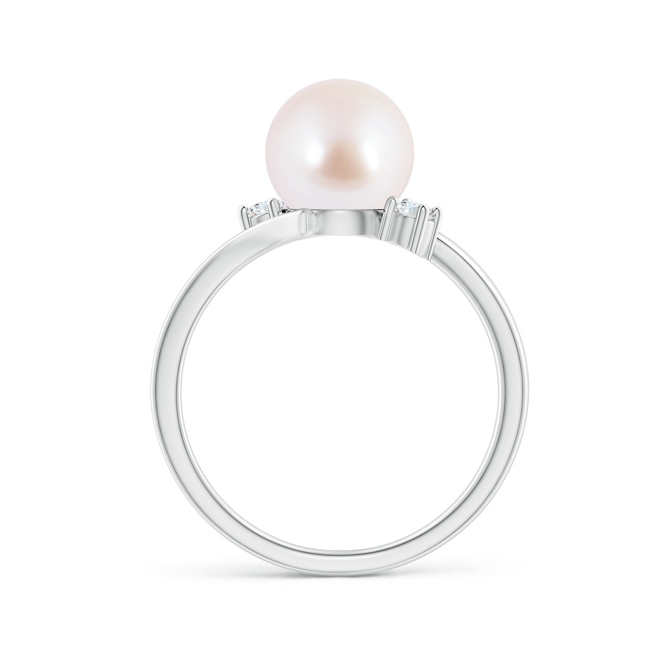 8mm AAA Japanese Akoya Pearl Bypass Engagement Ring in White Gold side 1