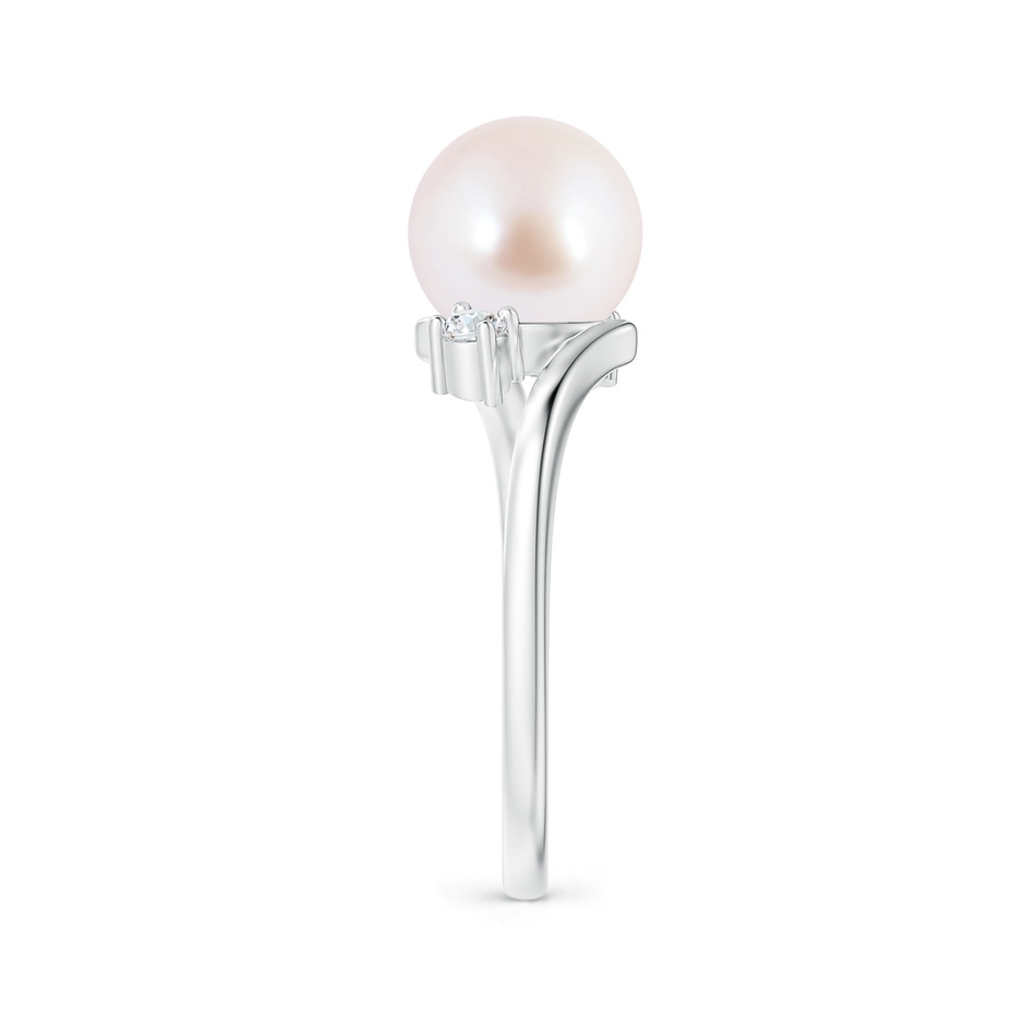 8mm AAA Japanese Akoya Pearl Bypass Engagement Ring in White Gold side 2
