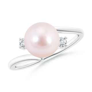 8mm AAAA Japanese Akoya Pearl Bypass Engagement Ring in P950 Platinum