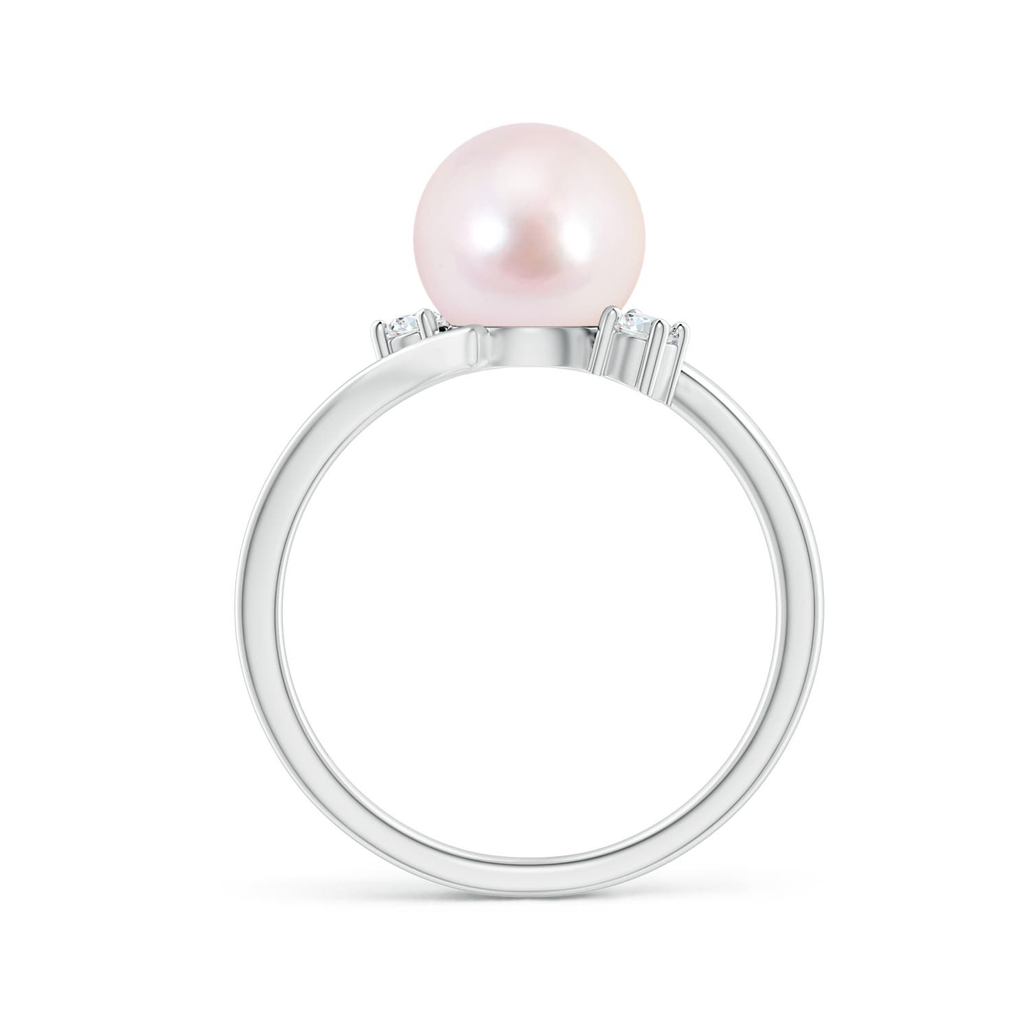 8mm AAAA Japanese Akoya Pearl Bypass Engagement Ring in White Gold