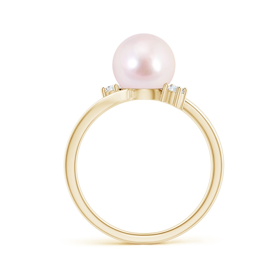 8mm AAAA Japanese Akoya Pearl Bypass Engagement Ring in Yellow Gold side 1