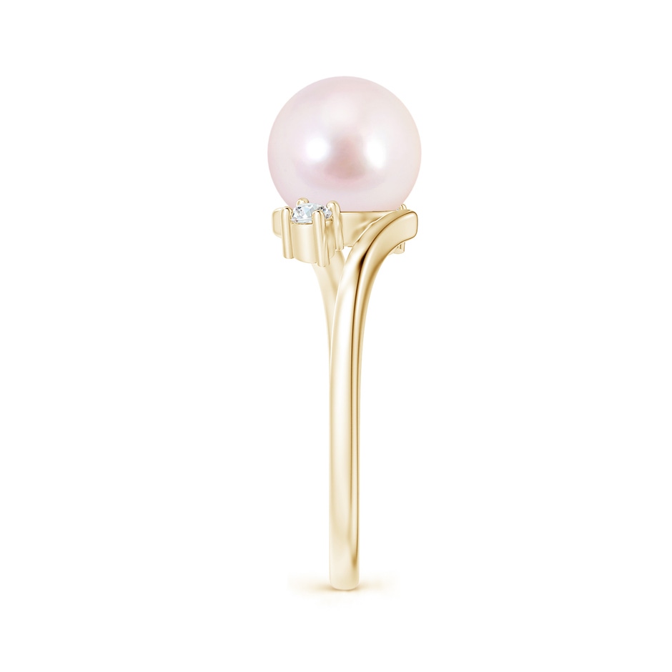 8mm AAAA Japanese Akoya Pearl Bypass Engagement Ring in Yellow Gold side 2