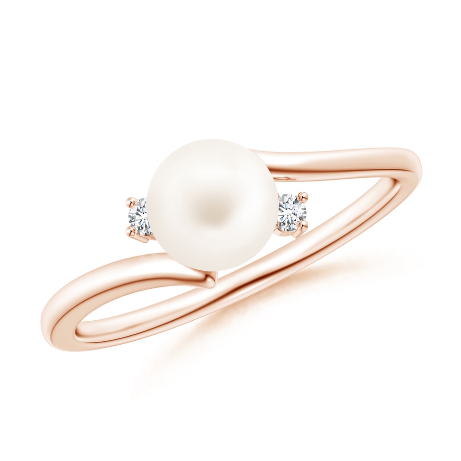 6mm AA Freshwater Pearl Bypass Engagement Ring in Rose Gold 