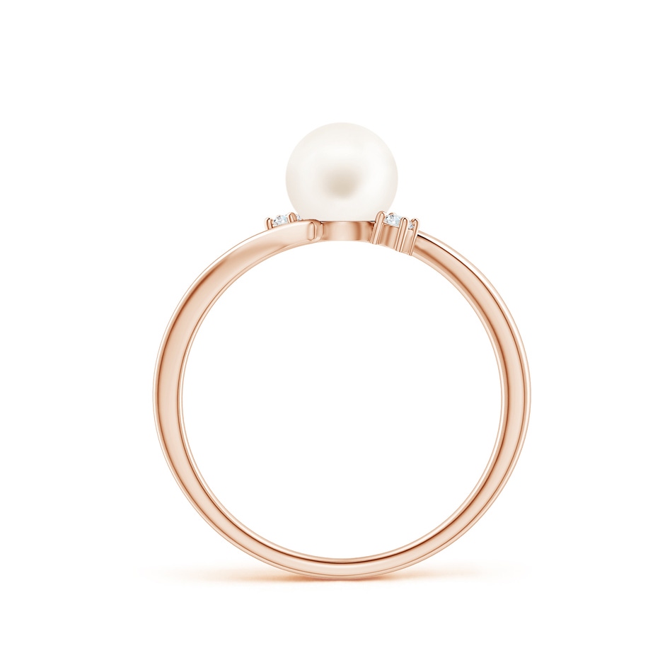 6mm AA Freshwater Pearl Bypass Engagement Ring in Rose Gold side 1