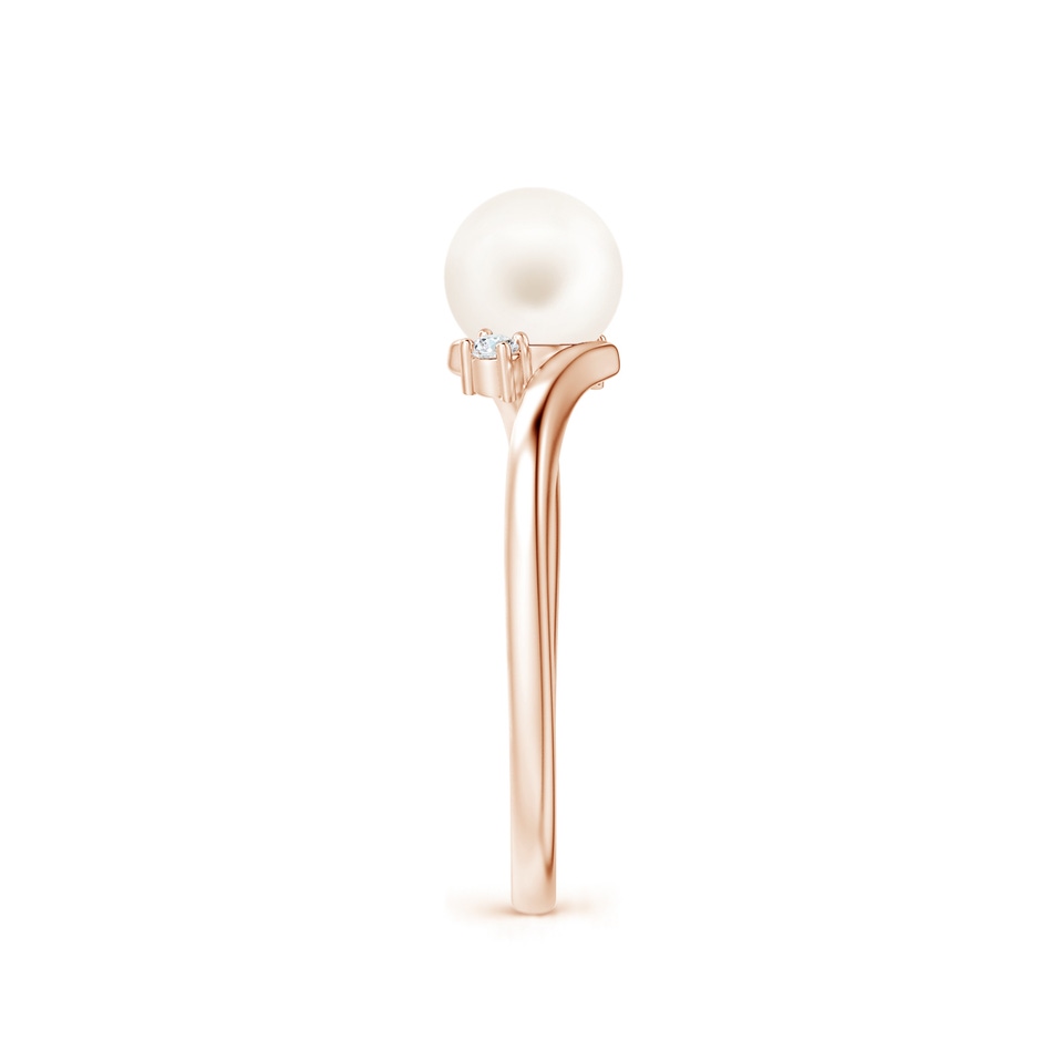 6mm AA Freshwater Pearl Bypass Engagement Ring in Rose Gold side 2