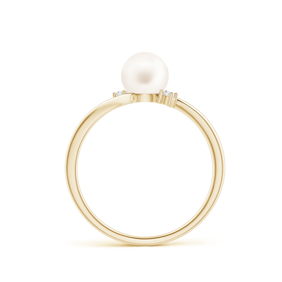 6mm AA Freshwater Pearl Bypass Engagement Ring in Yellow Gold side 1