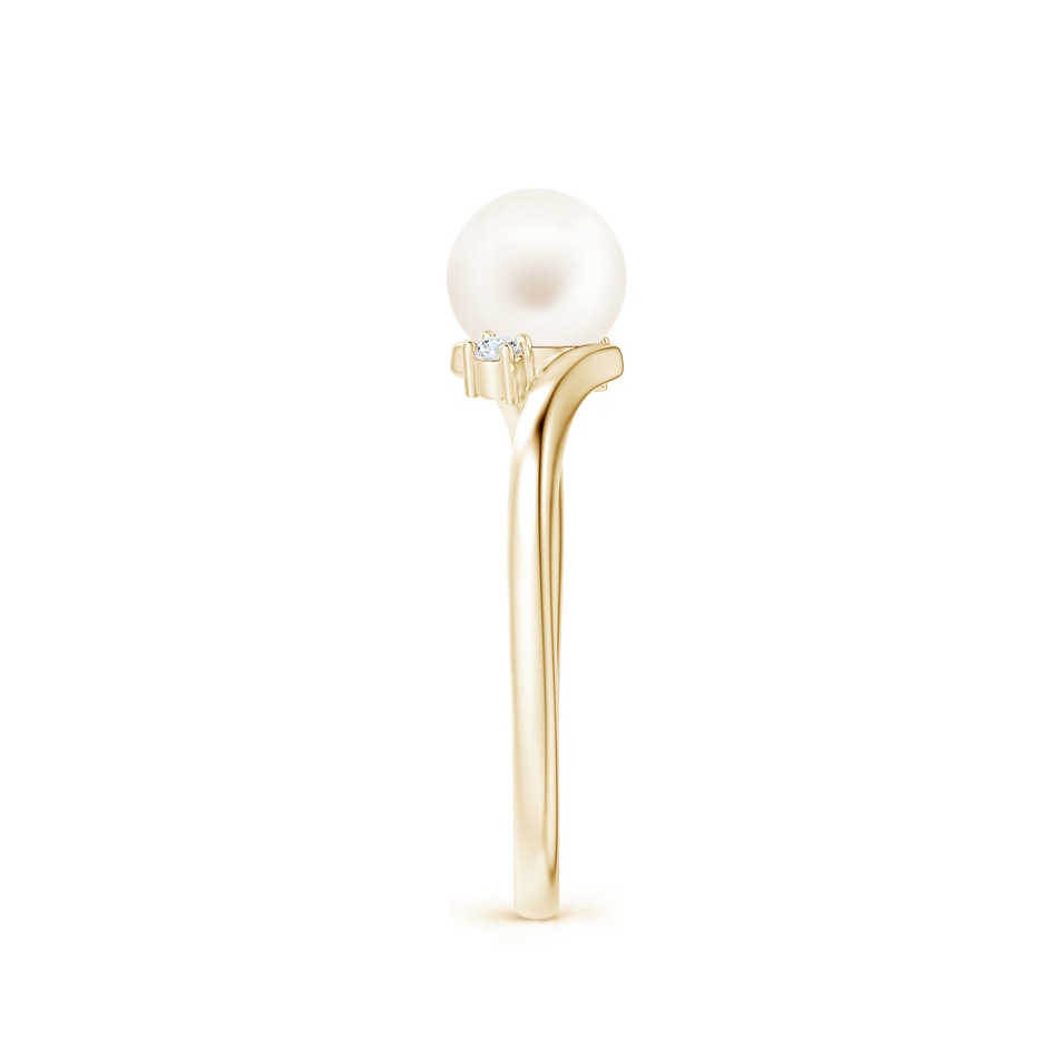 6mm AA Freshwater Pearl Bypass Engagement Ring in Yellow Gold side 2