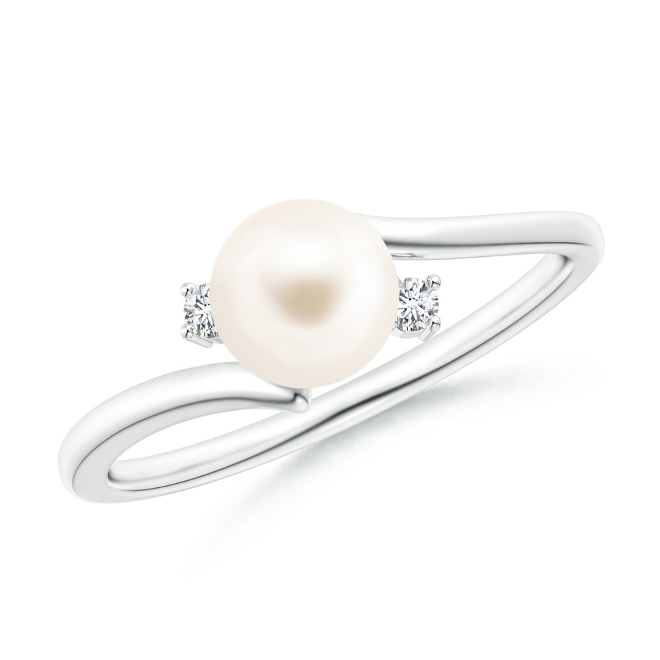 6mm AAA Freshwater Pearl Bypass Engagement Ring in P950 Platinum 