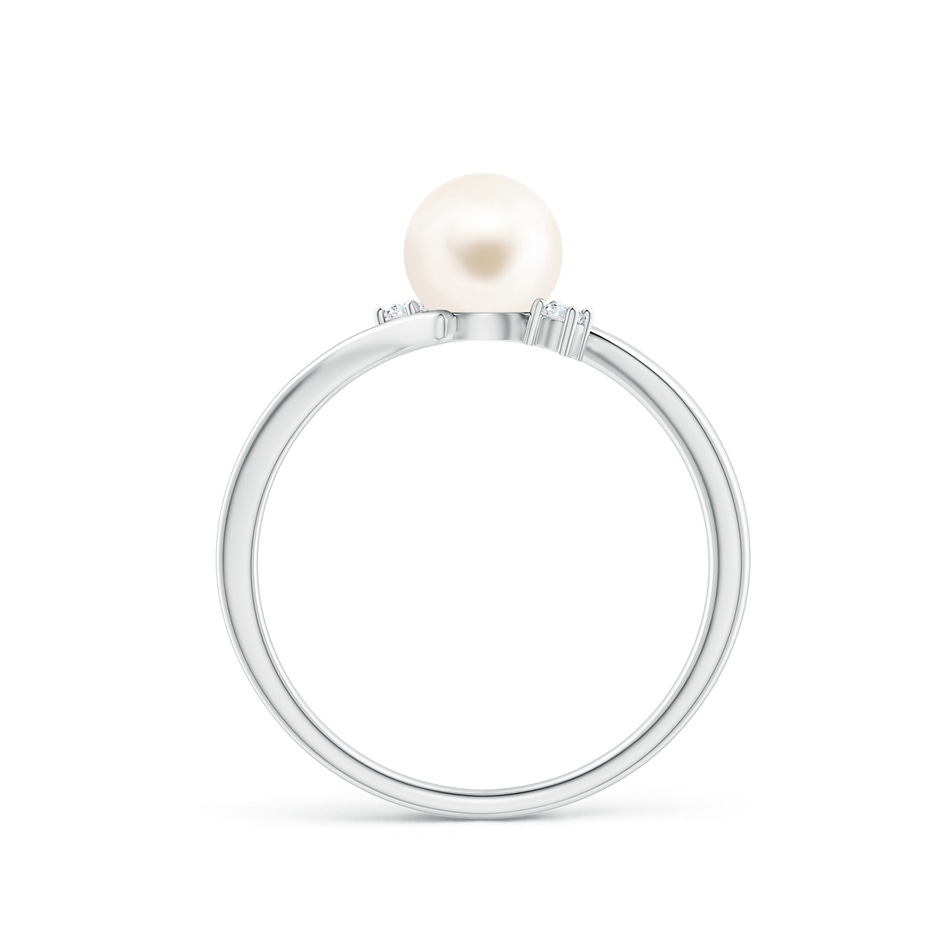 6mm AAA Freshwater Pearl Bypass Engagement Ring in P950 Platinum side 1