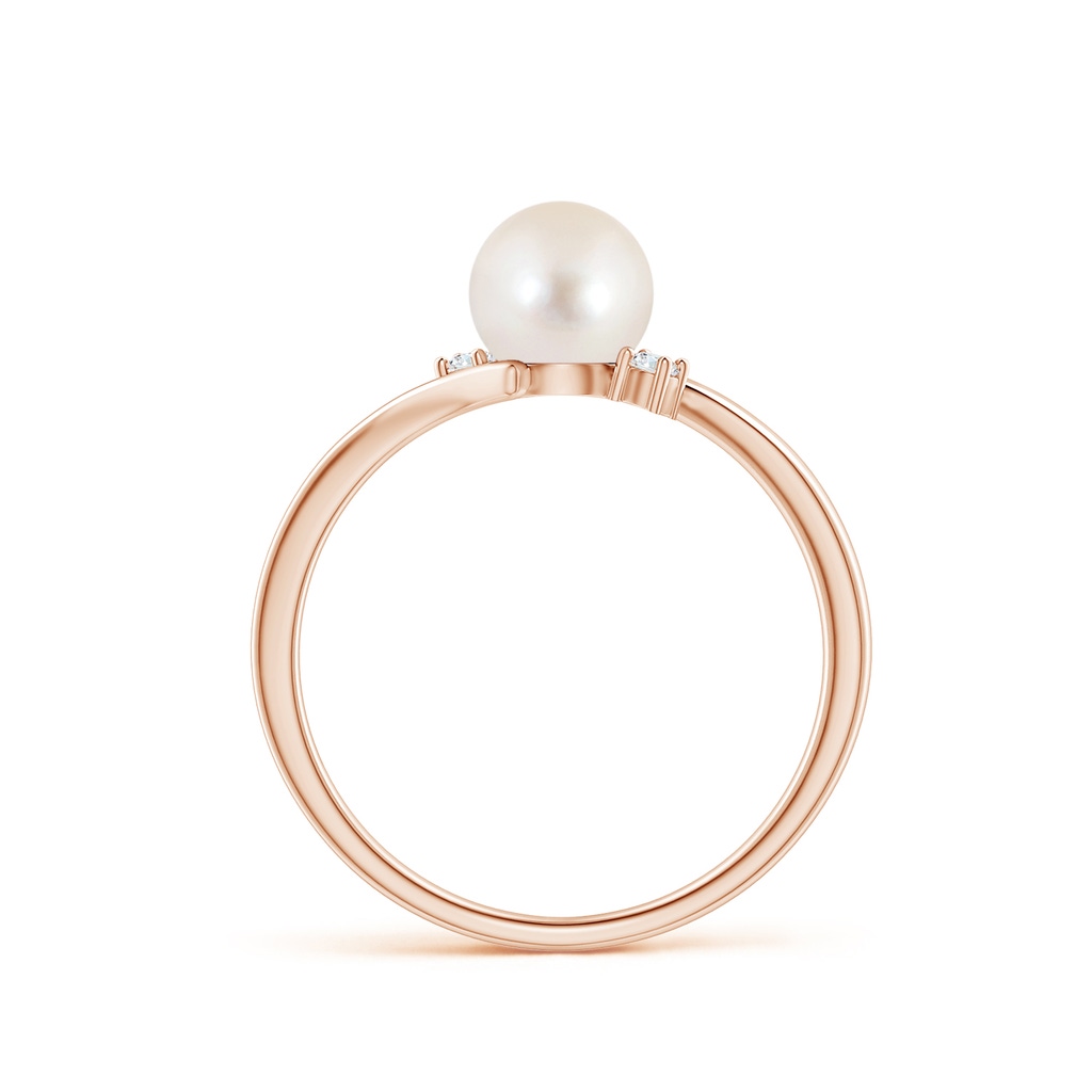 6mm AAAA Freshwater Pearl Bypass Engagement Ring in Rose Gold Side 1