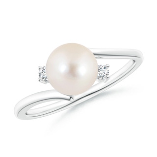 7mm AAAA Freshwater Pearl Bypass Engagement Ring in P950 Platinum
