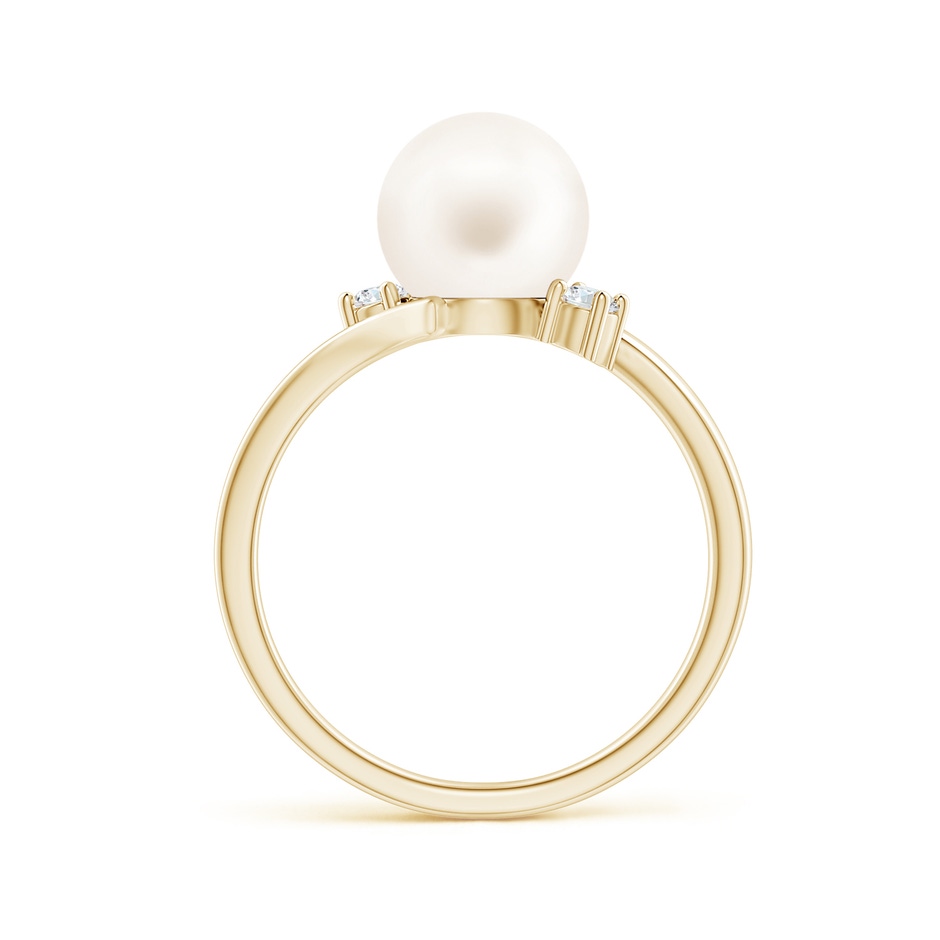 8mm AA Freshwater Pearl Bypass Engagement Ring in Yellow Gold side 1
