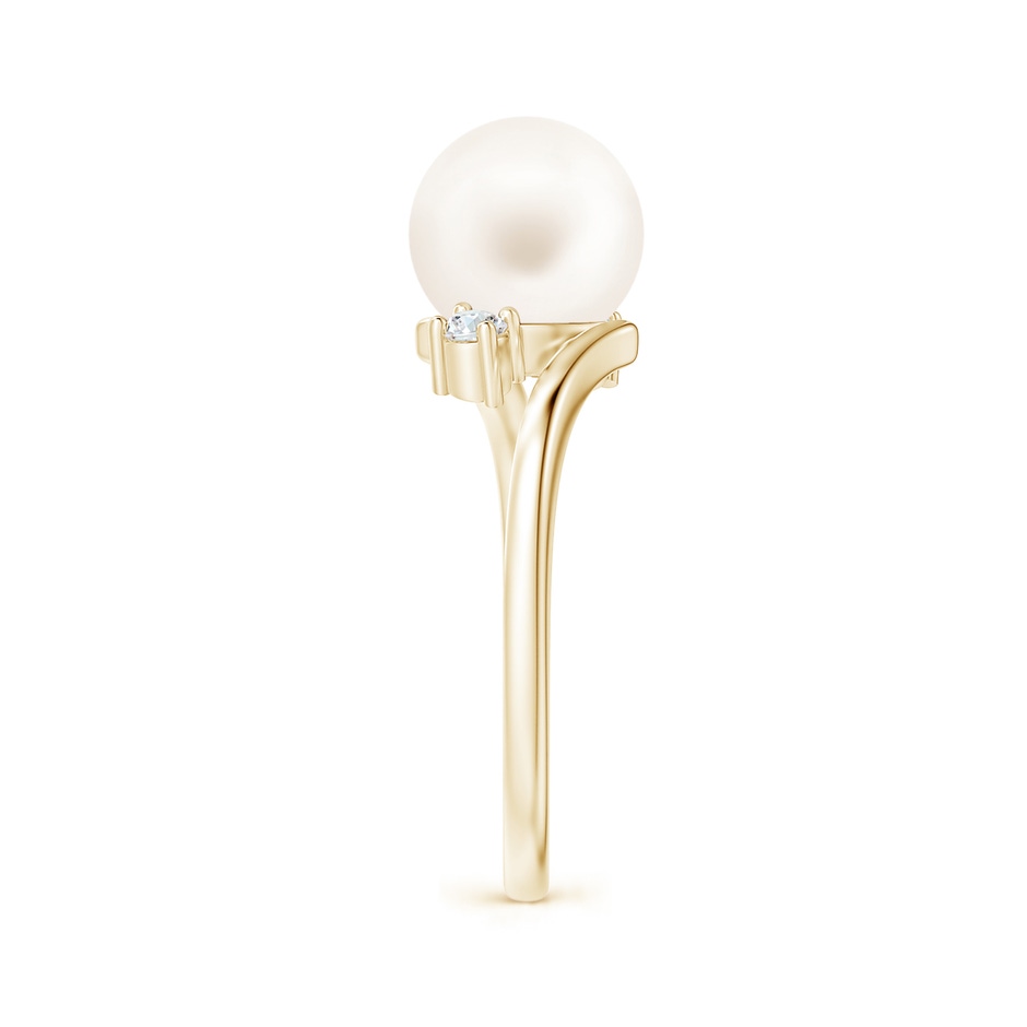 8mm AA Freshwater Pearl Bypass Engagement Ring in Yellow Gold side 2