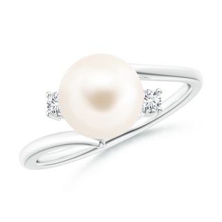 8mm AAA Freshwater Pearl Bypass Engagement Ring in White Gold