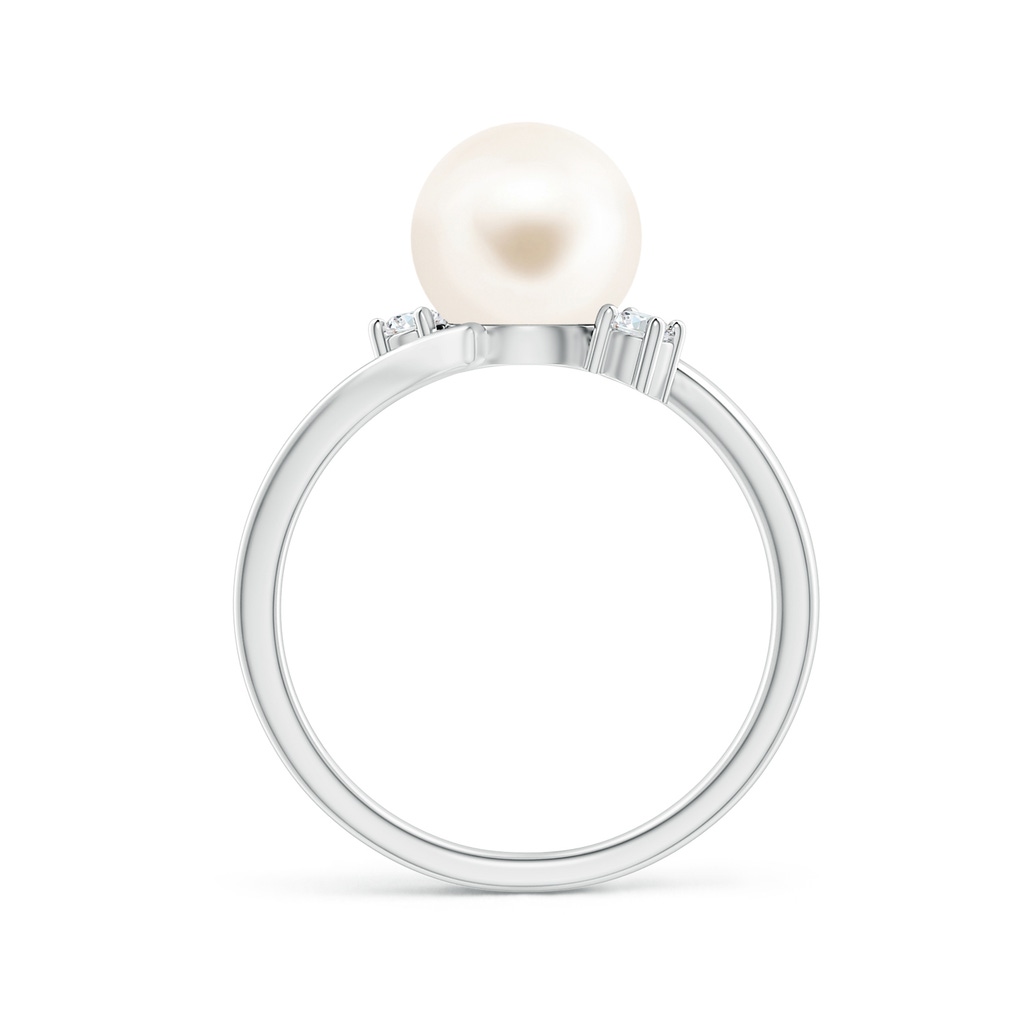 8mm AAA Freshwater Pearl Bypass Engagement Ring in White Gold Side 1