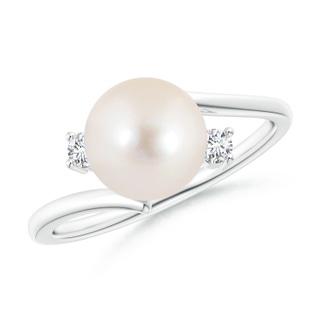8mm AAAA Freshwater Pearl Bypass Engagement Ring in P950 Platinum