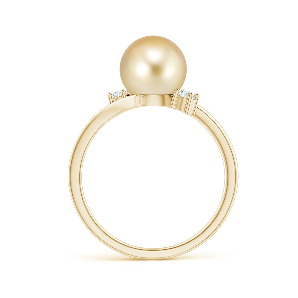 8mm AAAA Golden South Sea Pearl Bypass Engagement Ring in Yellow Gold Side 1