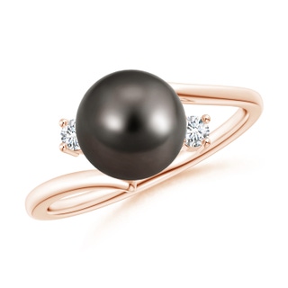 8mm AAA Tahitian Pearl Bypass Engagement Ring in Rose Gold