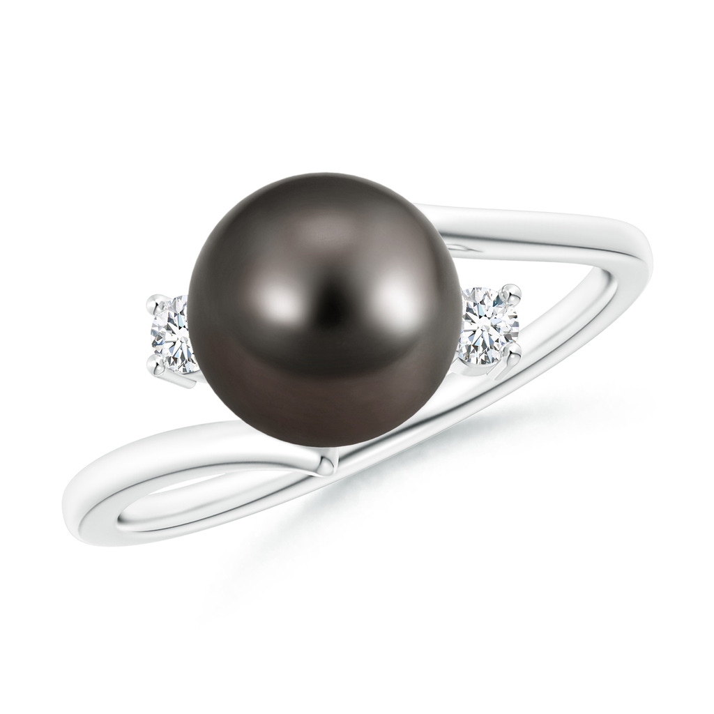 8mm AAA Tahitian Pearl Bypass Engagement Ring in White Gold