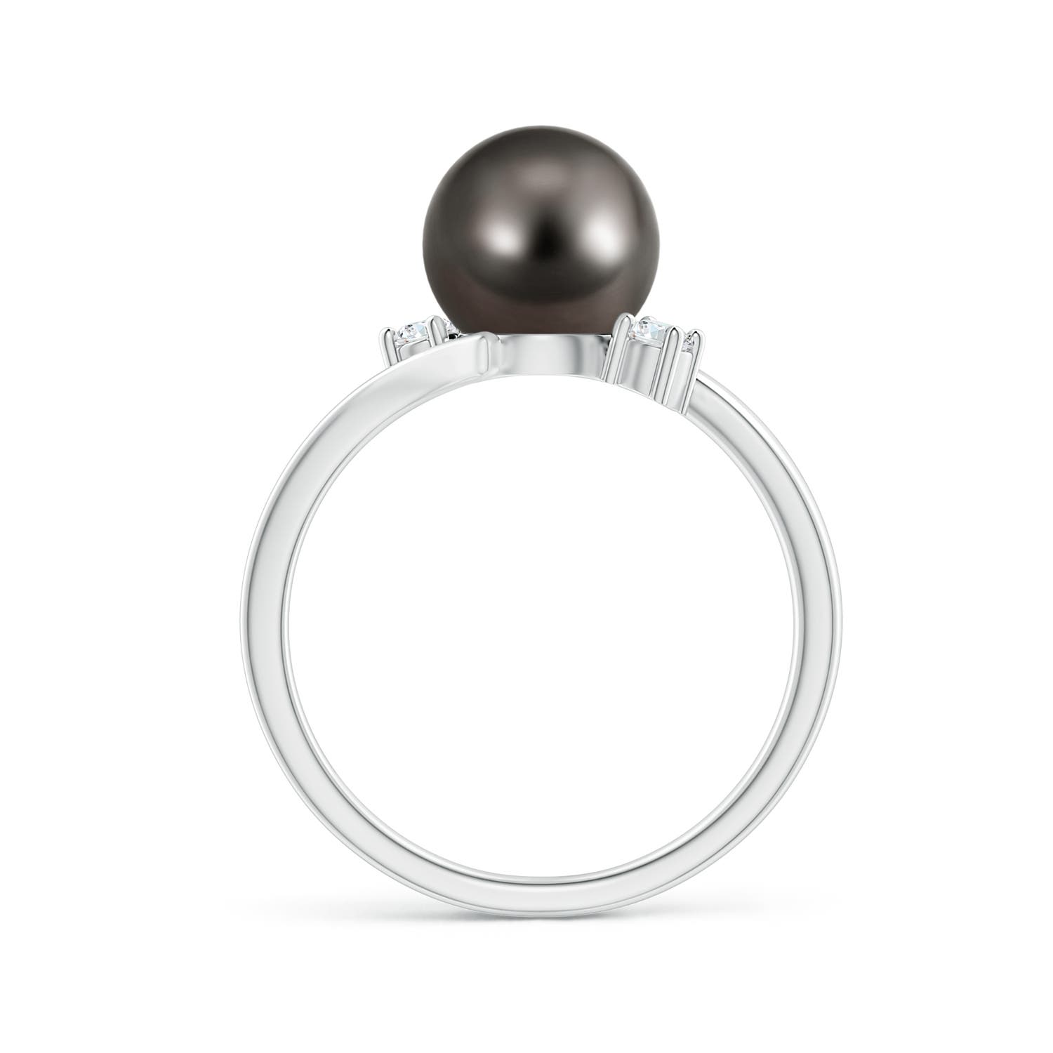8mm AAA Tahitian Pearl Bypass Engagement Ring in White Gold