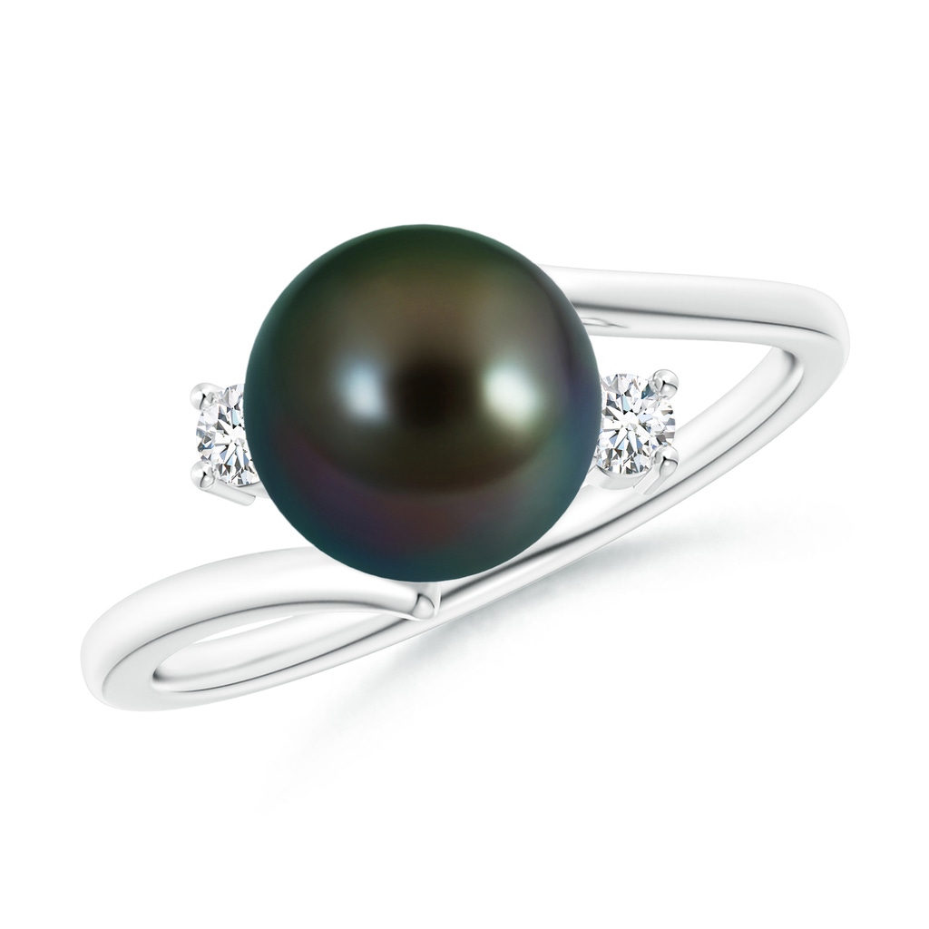 8mm AAAA Tahitian Pearl Bypass Engagement Ring in P950 Platinum