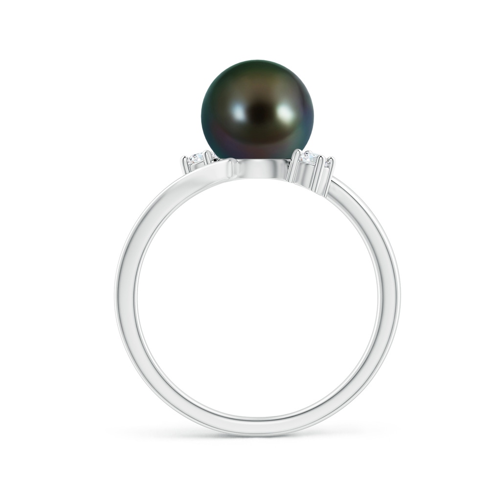 8mm AAAA Tahitian Pearl Bypass Engagement Ring in P950 Platinum Side 1