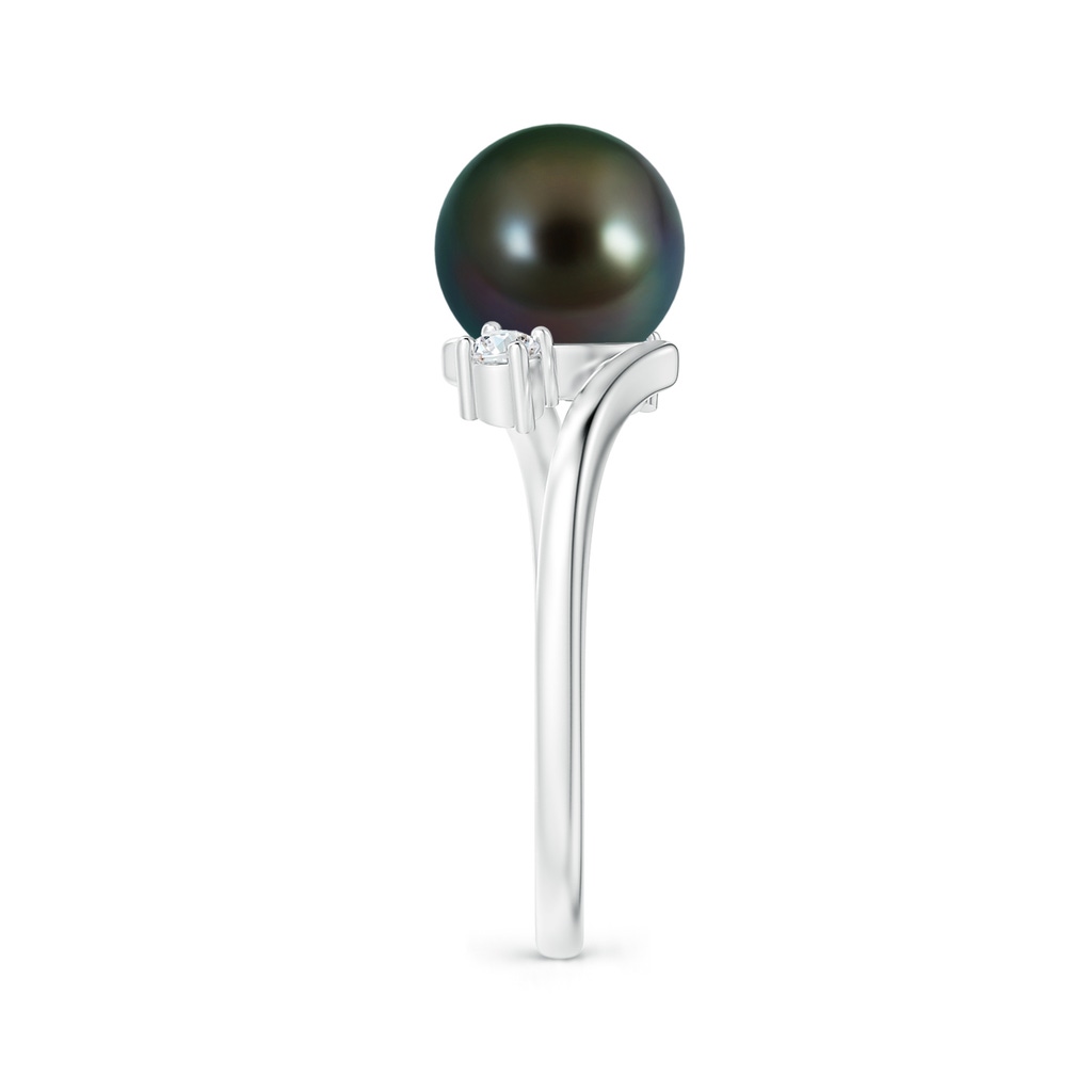 8mm AAAA Tahitian Pearl Bypass Engagement Ring in P950 Platinum Side 2