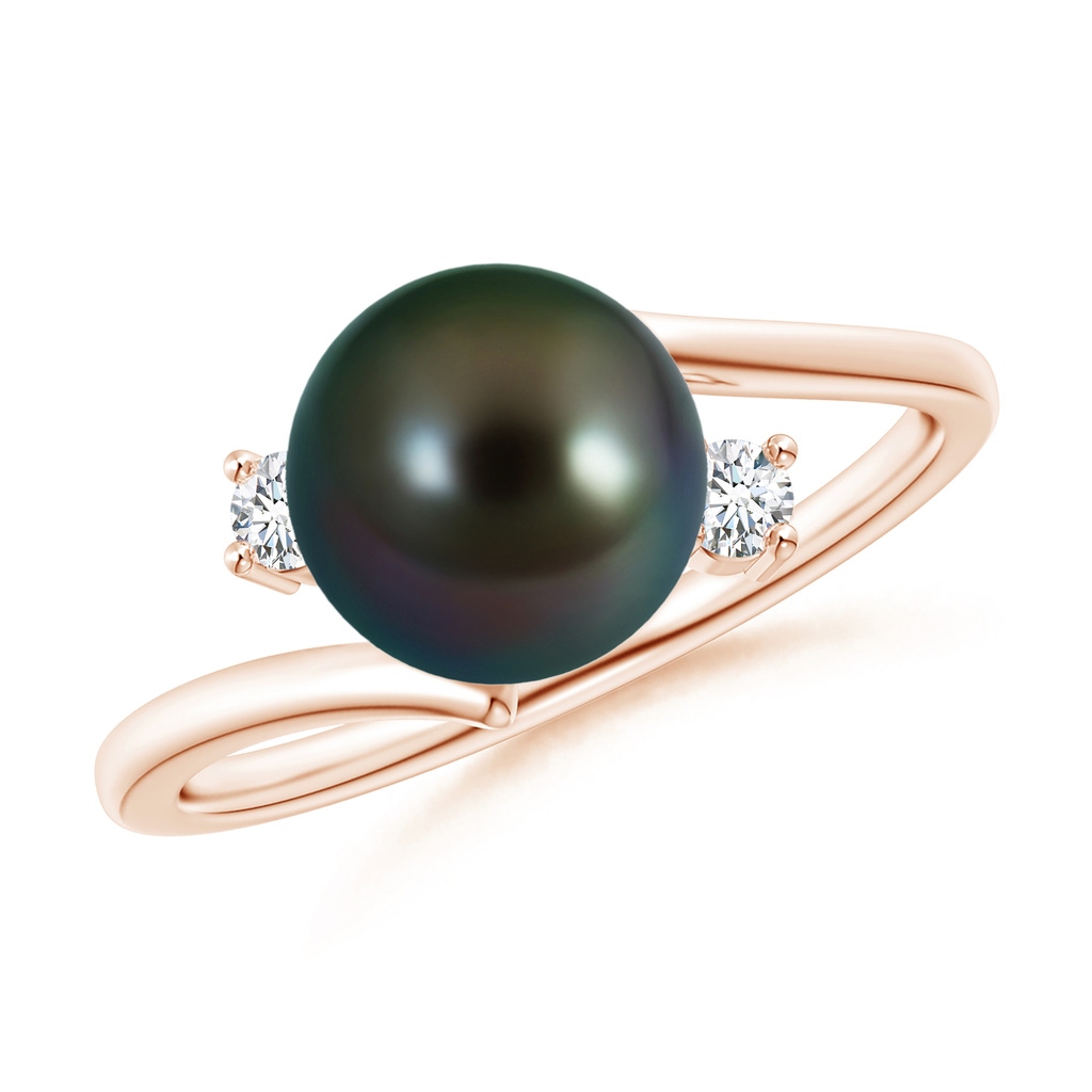 8mm AAAA Tahitian Pearl Bypass Engagement Ring in Rose Gold