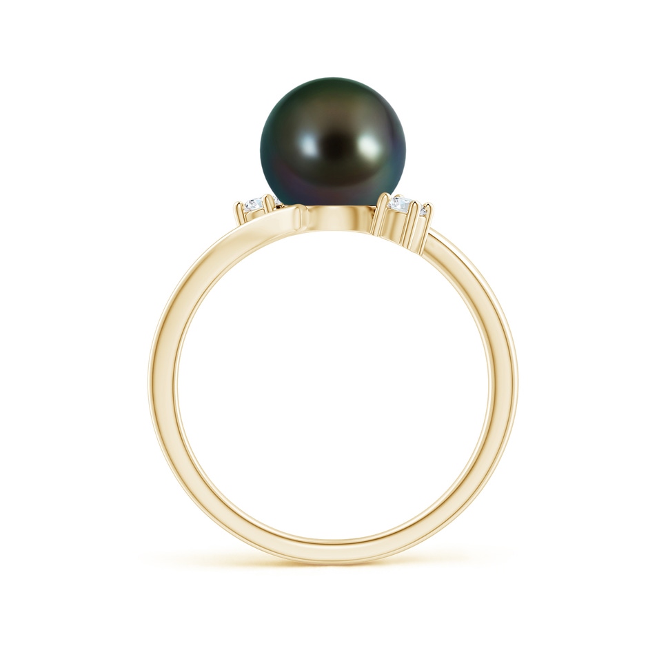 8mm AAAA Tahitian Pearl Bypass Engagement Ring in Yellow Gold side 1